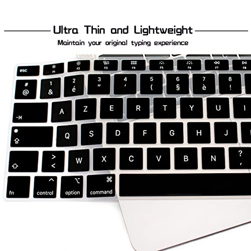 HRH French AZERTY Language Silicone Keyboard Cover Skin for MacBook Air 13 Inch 2018 Release A1932 with Retina Display and Touch ID,European Layout - Image 5