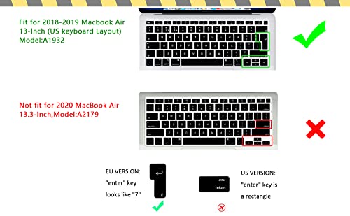 HRH French AZERTY Language Silicone Keyboard Cover Skin for MacBook Air 13 Inch 2018 Release A1932 with Retina Display and Touch ID,European Layout - Image 2