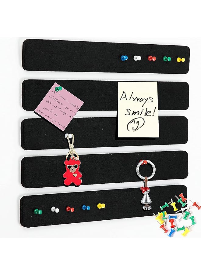 إيروريكس مجموعة من لوحات الإعلانات المصنوعة من اللباد وشرائط القضبان ولوحات الإعلانات لغرف النوم والمكاتب وديكورات الحائط المنزلية ولوحة الإعلانات ولوحة الفلين ذاتية اللصق مع 50 دبوسًا للصق الملاحظات والصور والجداول باللون الأسود - Image 1