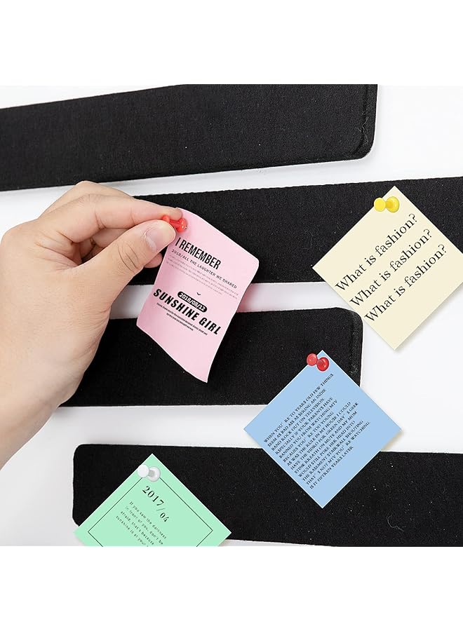 إيروريكس مجموعة من لوحات الإعلانات المصنوعة من اللباد وشرائط القضبان ولوحات الإعلانات لغرف النوم والمكاتب وديكورات الحائط المنزلية ولوحة الإعلانات ولوحة الفلين ذاتية اللصق مع 50 دبوسًا للصق الملاحظات والصور والجداول باللون الأسود - Image 2