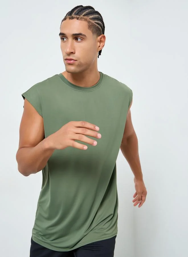 Regular Fit Quick Dry Athleisure Mesh Panel Tank