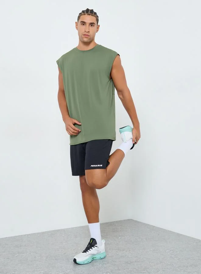 Styli Active Regular Fit Quick Dry Athleisure Mesh Panel Tank