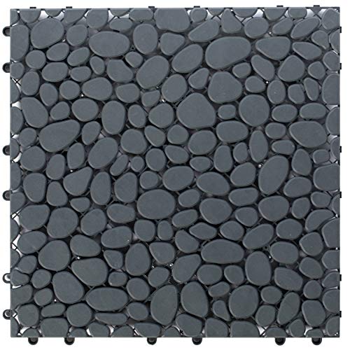 Gardenised Interlocking Cobbled Stone Look Garden Pathway Tiles, Decorative Floor Grass Pavers Anti- Slip Mat, 5 Pack - Image 1
