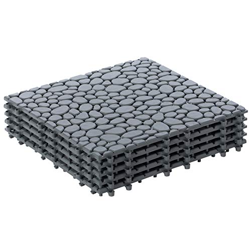Gardenised Interlocking Cobbled Stone Look Garden Pathway Tiles, Decorative Floor Grass Pavers Anti- Slip Mat, 5 Pack - Image 2