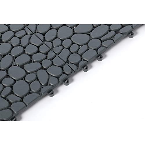Gardenised Interlocking Cobbled Stone Look Garden Pathway Tiles, Decorative Floor Grass Pavers Anti- Slip Mat, 5 Pack - Image 5