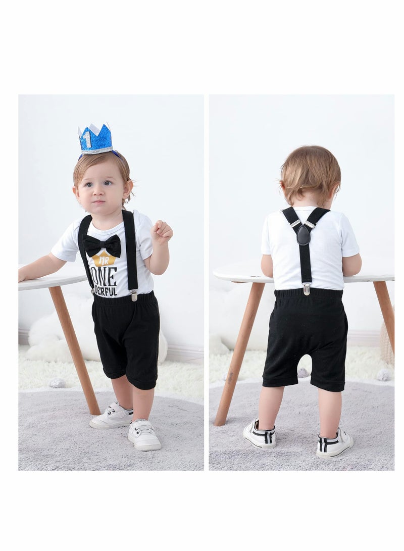 Baby Boys First Birthday Outfit, Size 80 Baby Boy Outfit, Formal Suit Gentleman Romper Bow-tie Pants Outfits Set - Image 4