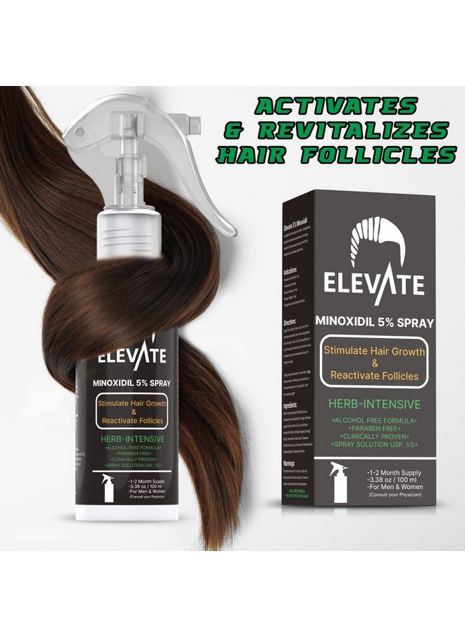 Elevate - 5% Minoxidil Hair Growth Spray Alcohol Free Non Oily Formula Extra Strength Professional Treatment For Hair Loss & Hair Regrowth Stimulate Hair Follicles For Men & Women 1 Month Supply - Image 1