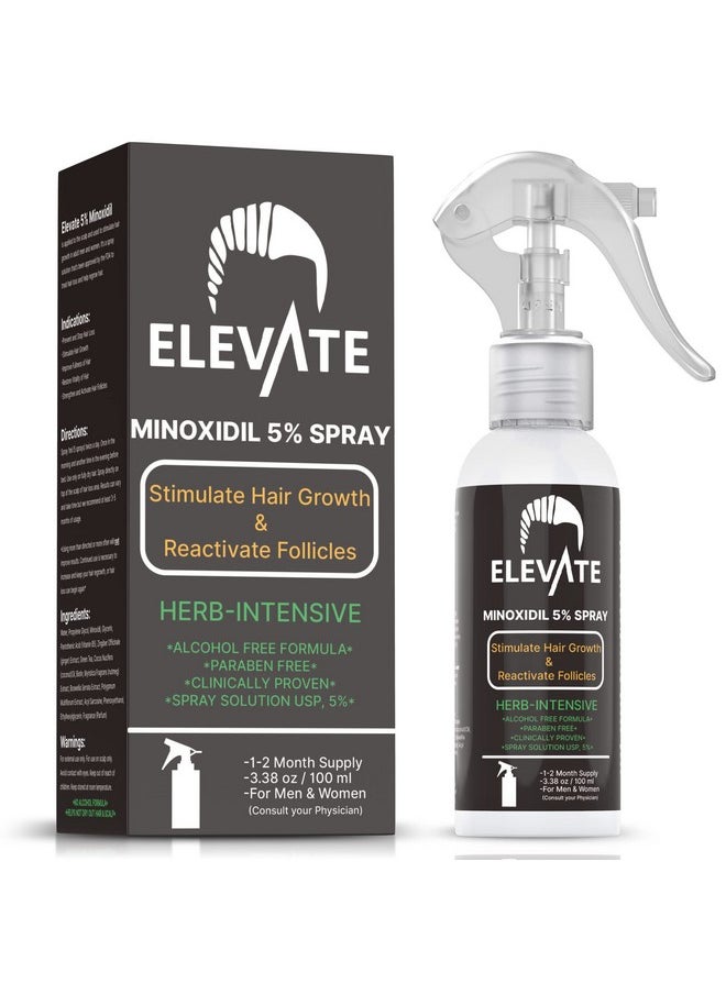 Elevate - 5% Minoxidil Hair Growth Spray Alcohol Free Non Oily Formula Extra Strength Professional Treatment For Hair Loss & Hair Regrowth Stimulate Hair Follicles For Men & Women 1 Month Supply - Image 1