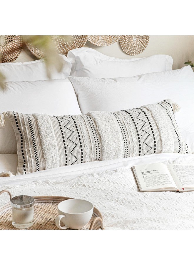 BlissBlush BlissBlush Black Neutral Decorative Lumbar Throw Pillow Cover 14x36 Boho Long Cushion for Bed Accent Farmhouse Pillowcase for Bedroom Living Room Couch Sofa Home Décor (Cover ONLY, Pack of 1)  - Image 1