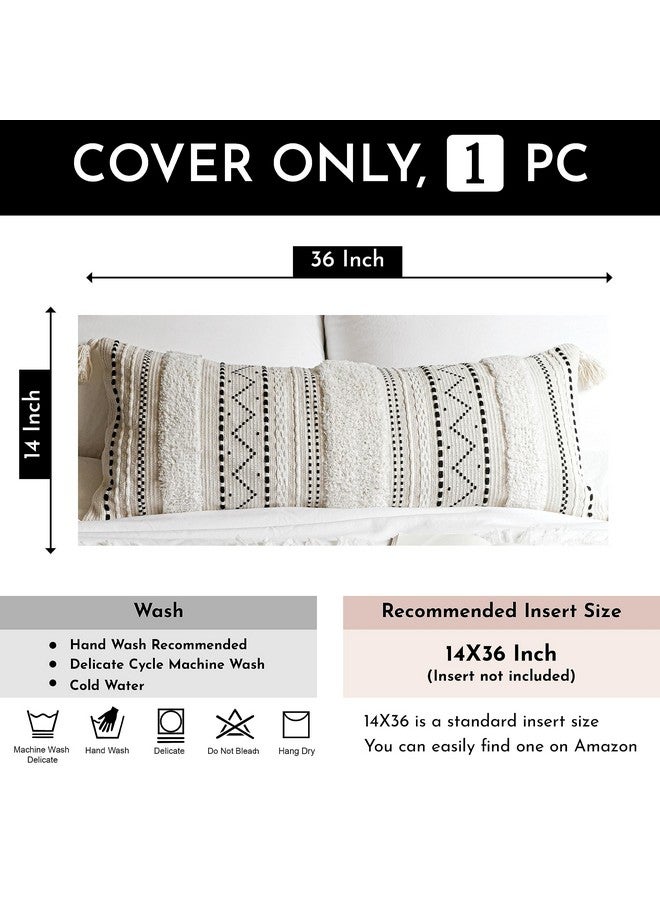BlissBlush BlissBlush Black Neutral Decorative Lumbar Throw Pillow Cover 14x36 Boho Long Cushion for Bed Accent Farmhouse Pillowcase for Bedroom Living Room Couch Sofa Home Décor (Cover ONLY, Pack of 1)  - Image 3