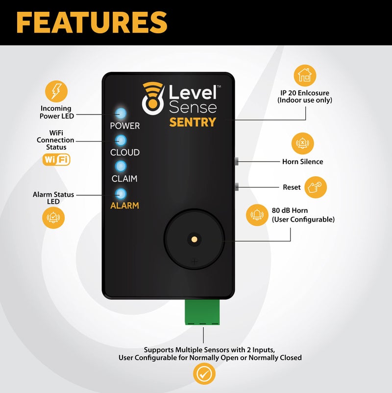 Level Sense Sentry WiFi Connected Sump Pump Alarm (w/ Float Switch) - Image 2