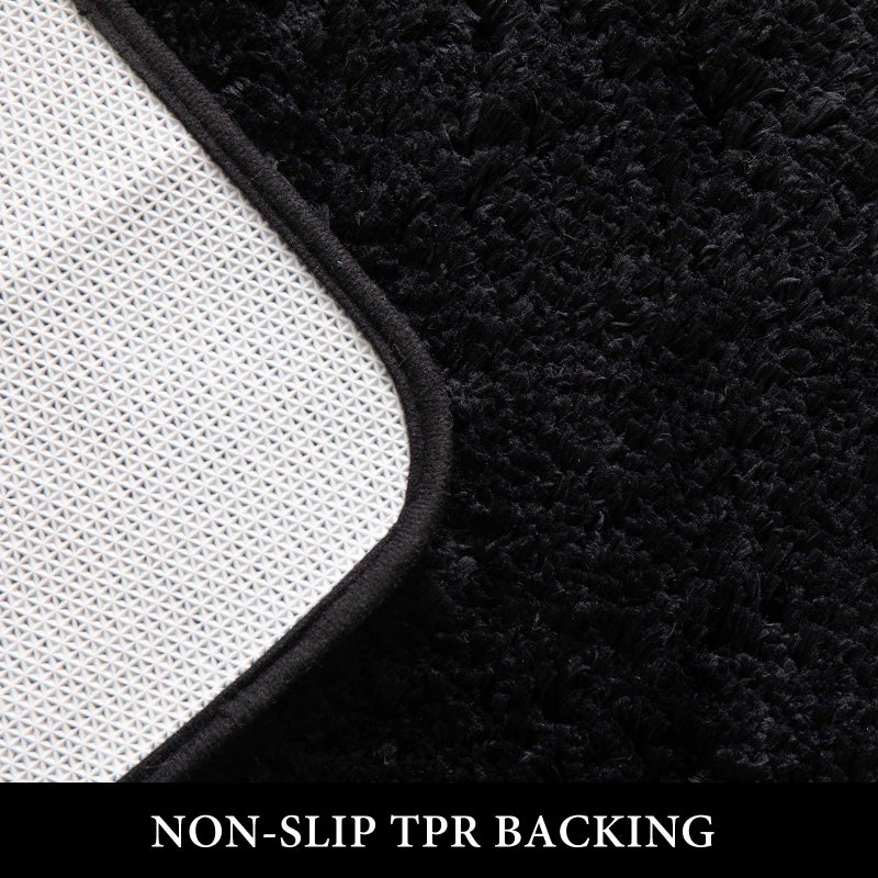MIULEE Set of 2 Non Slip Shaggy Bathroom Rugs Extra Thick Soft Bath Mats Plush Microfiber Absorbent Water for Tub Shower Machine Washable (Black, 16x24 inches) - Image 4