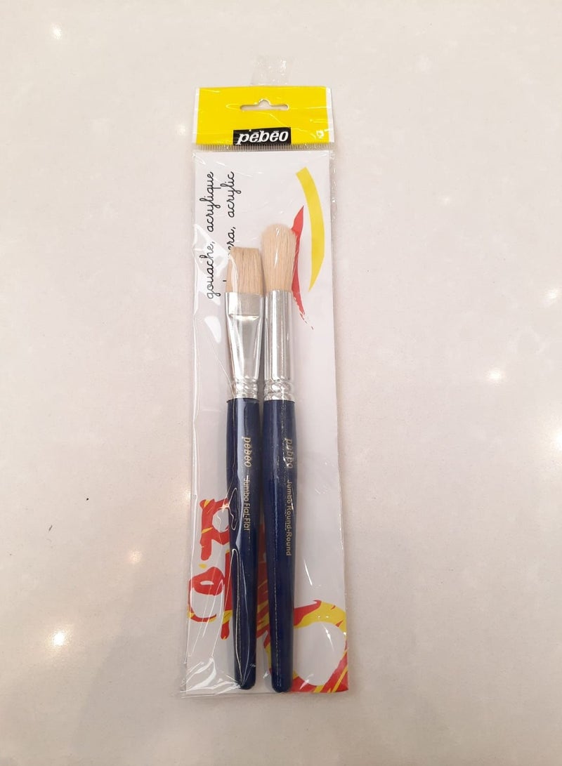 Pebeo Pebeo Wallet Of 2 Brushes Jumbo White Bristle 1 Flat And 1 Round - Image 1