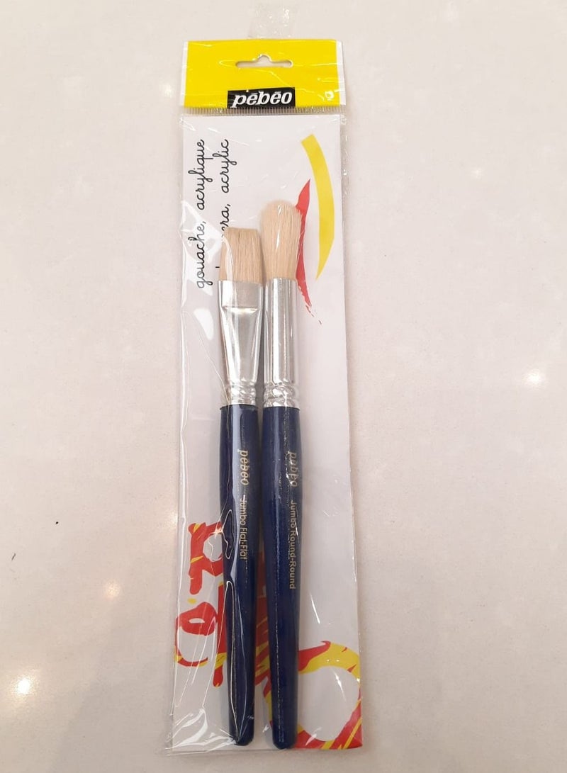 Pebeo Pebeo Wallet Of 2 Brushes Jumbo White Bristle 1 Flat And 1 Round - Image 2
