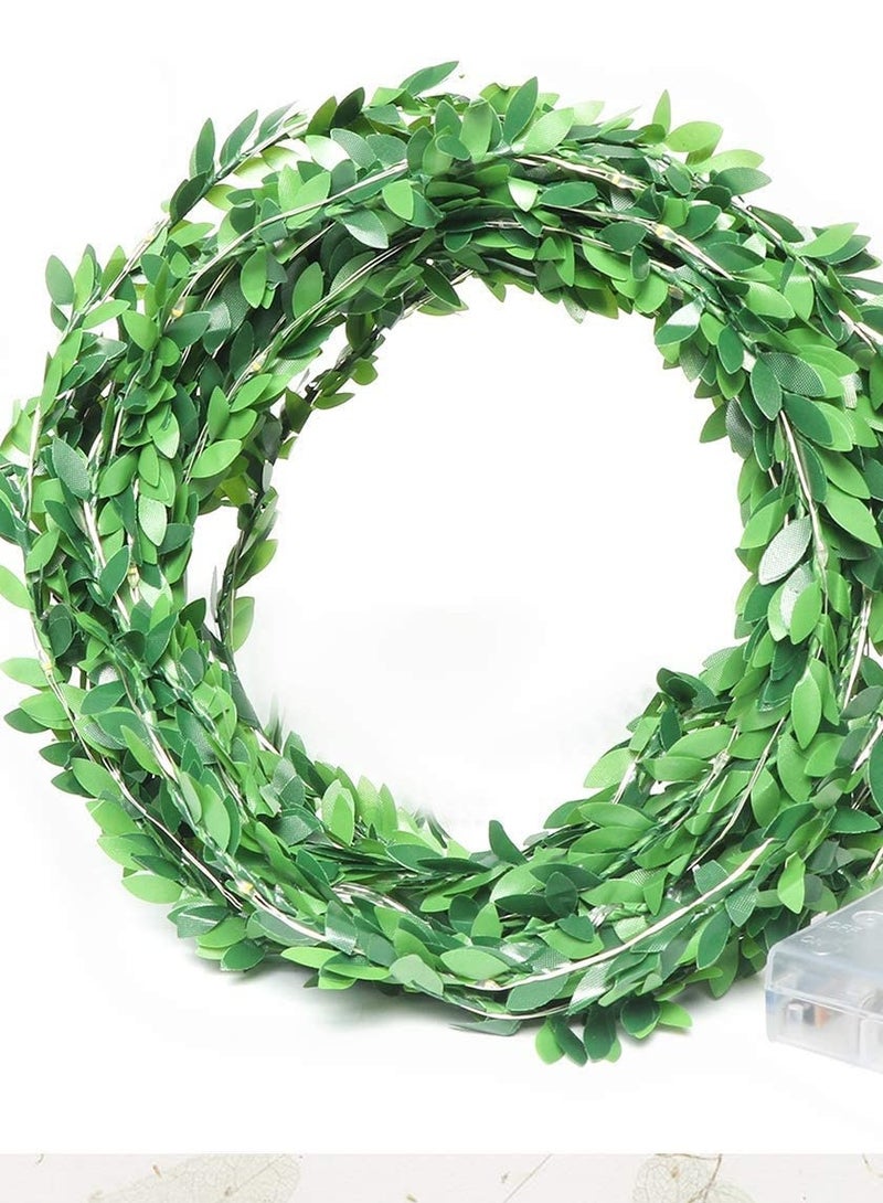 PAMEER Artificial Leaf Vines Fairy String Lights Curtain String LEDs 4Mtr 300 LED Warm White String Light Electric Plug Powered Tiny Leaf LEDs for Christmas EID Ramadan Diwali Decoration Multi-Modes Button - Image 4