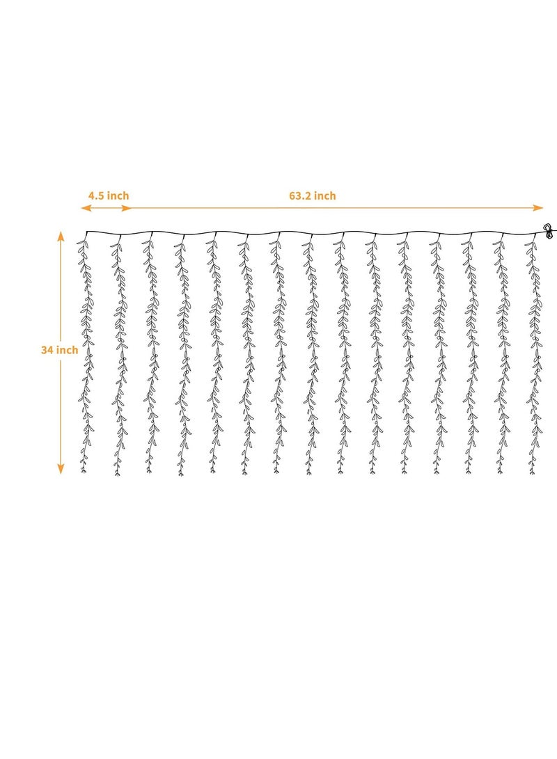 PAMEER Artificial Leaf Vines Fairy String Lights Curtain String LEDs 4Mtr 300 LED Warm White String Light Electric Plug Powered Tiny Leaf LEDs for Christmas EID Ramadan Diwali Decoration Multi-Modes Button - Image 2