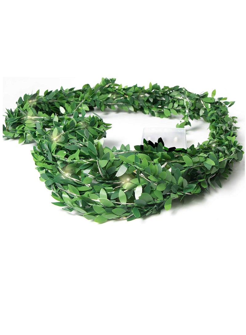 PAMEER Artificial Leaf Vines Fairy String Lights Curtain String LEDs 4Mtr 300 LED Warm White String Light Electric Plug Powered Tiny Leaf LEDs for Christmas EID Ramadan Diwali Decoration Multi-Modes Button - Image 5
