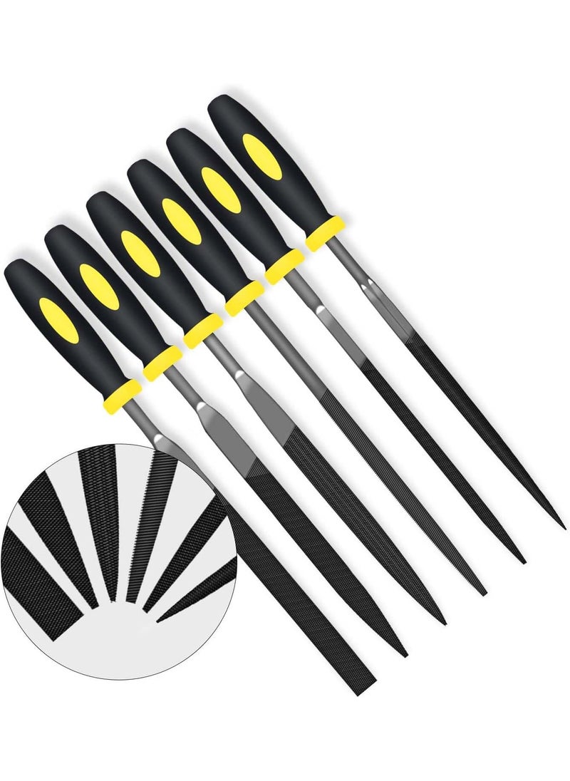 Generic 6Pcs File Set 55in Needle Files 3 mm Diameter Carbon Steel File Kit with Handle Suitable for Metal Wood Glass Plastic Leather Jewelry  - Image 1