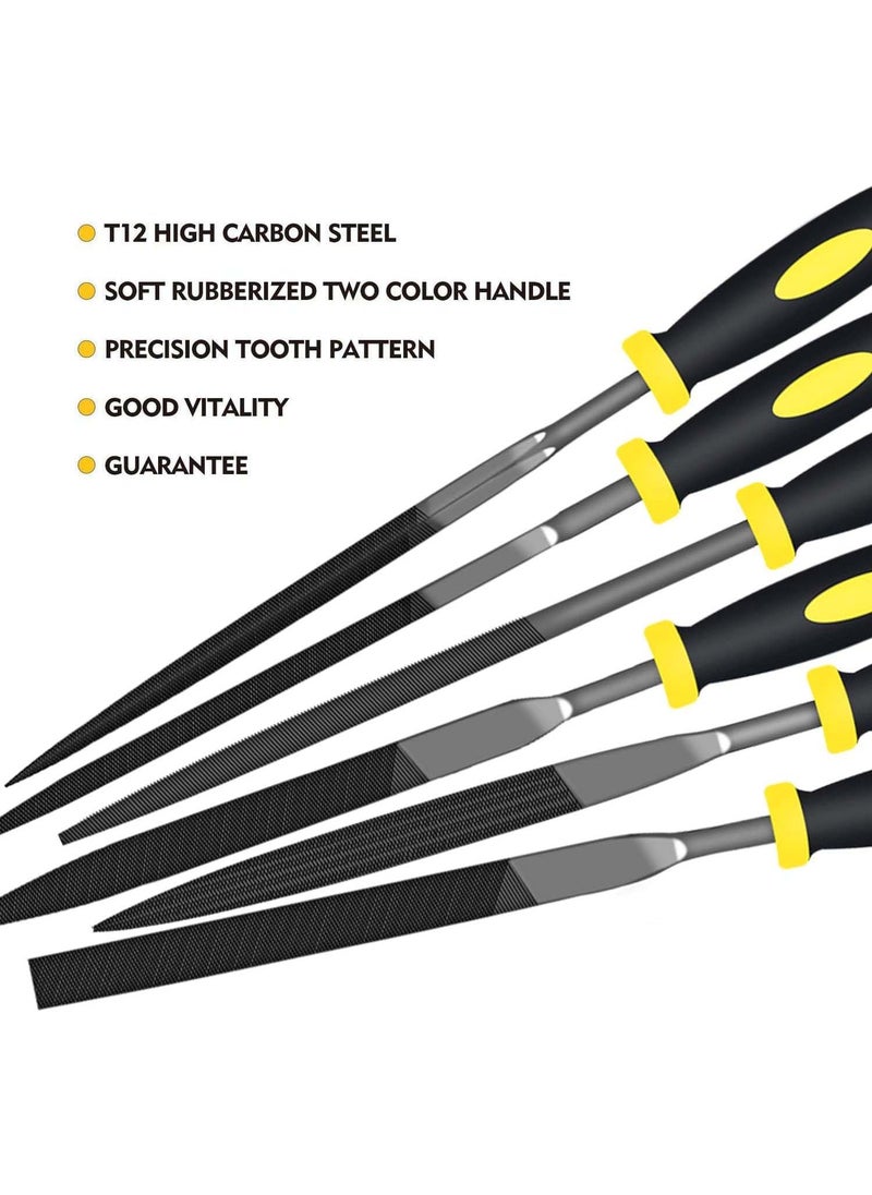 Generic 6Pcs File Set 55in Needle Files 3 mm Diameter Carbon Steel File Kit with Handle Suitable for Metal Wood Glass Plastic Leather Jewelry  - Image 3