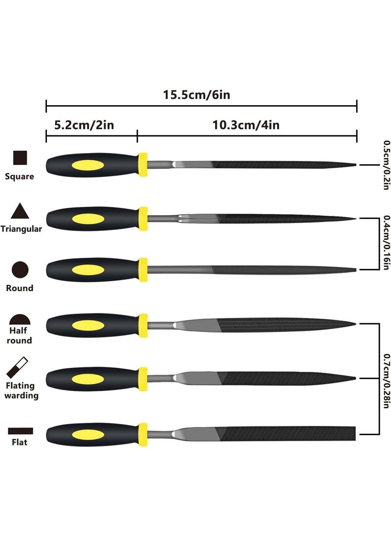 Generic 6Pcs File Set 55in Needle Files 3 mm Diameter Carbon Steel File Kit with Handle Suitable for Metal Wood Glass Plastic Leather Jewelry  - Image 2