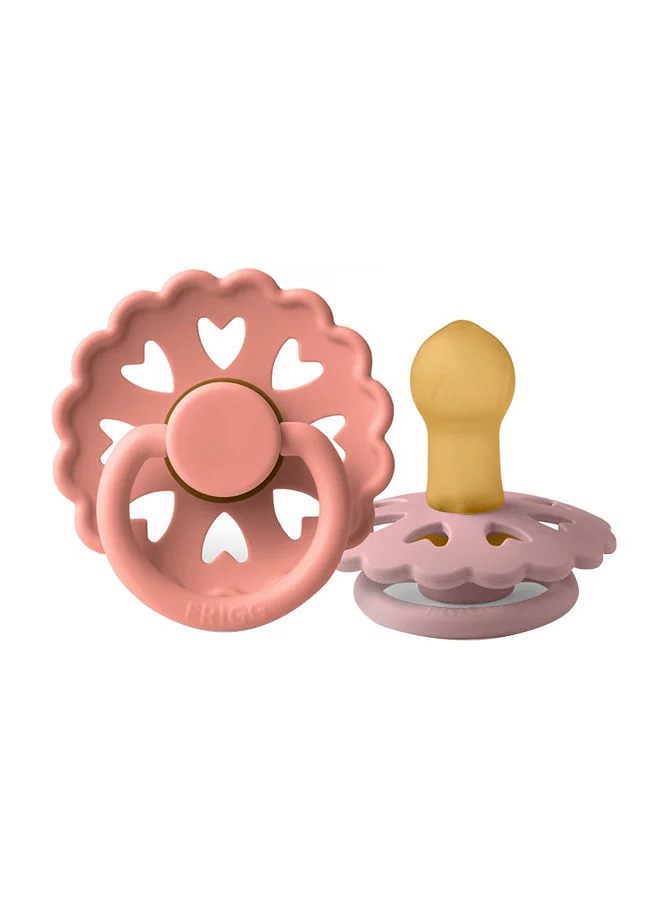 FRIGG Pack Of 2 Fairytale Latex Baby Pacifier 0-6M, Pretty In Peach/Primrose - Size 1