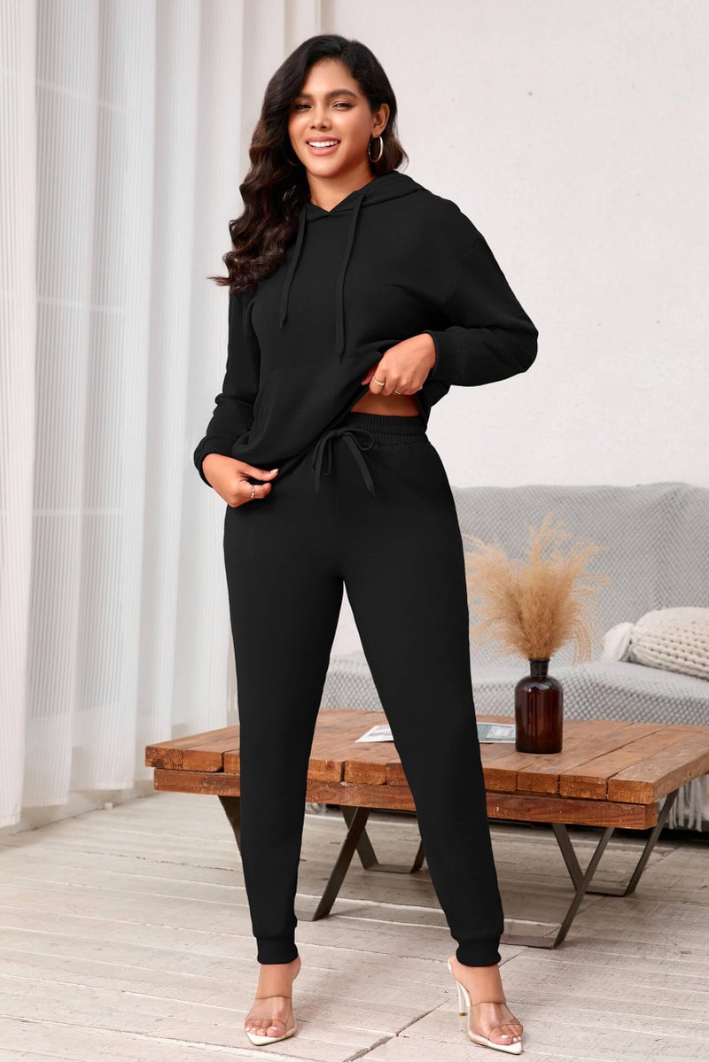 CLOCOR 2 Piece Outfits for Women - Casual 2 Piece Sweatsuit Soild Color Tracksuit Long Sleeve Hoodie with Pocket - Image 2