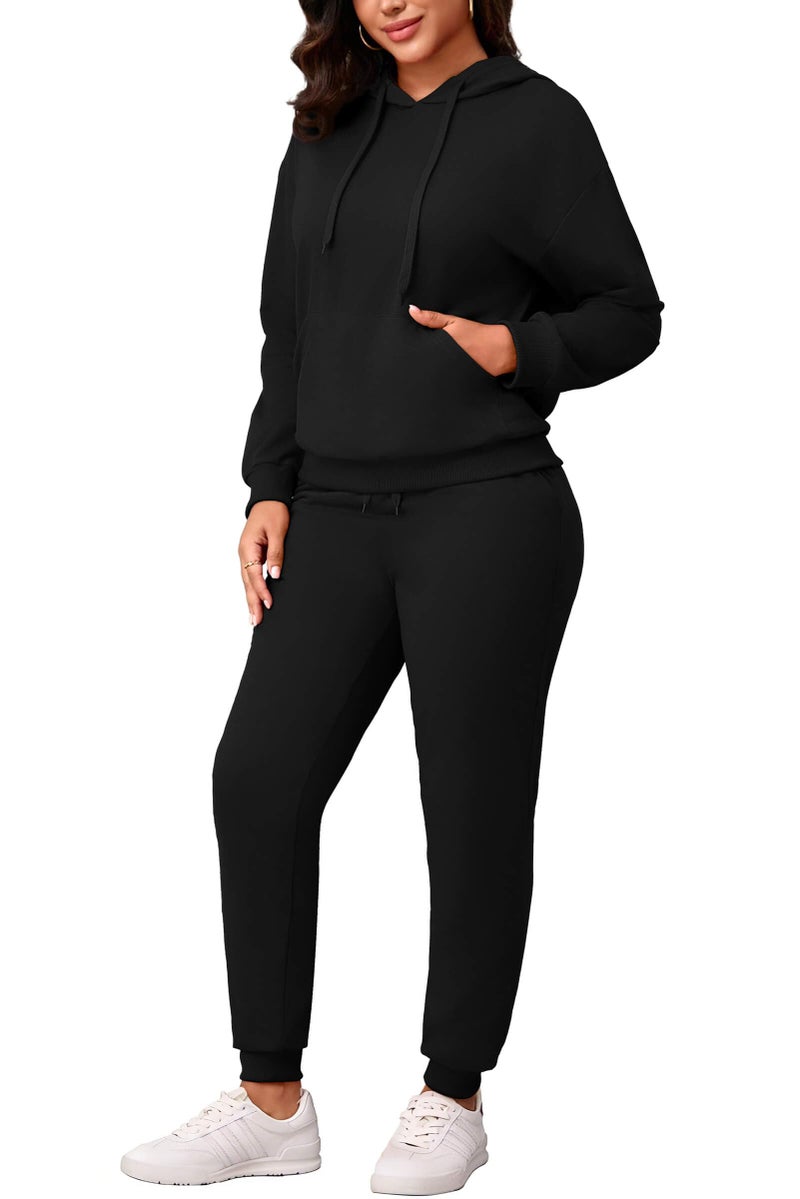 CLOCOR 2 Piece Outfits for Women - Casual 2 Piece Sweatsuit Soild Color Tracksuit Long Sleeve Hoodie with Pocket - Image 1