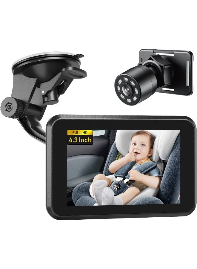 Itomoro Baby Car Camera, 4.3" HD Night Vision Car Baby Monitor with Camera, Safety Seat Baby Car Mirror for Rear Facing 5 Mins Easy Installation ACZ401 - Image 1