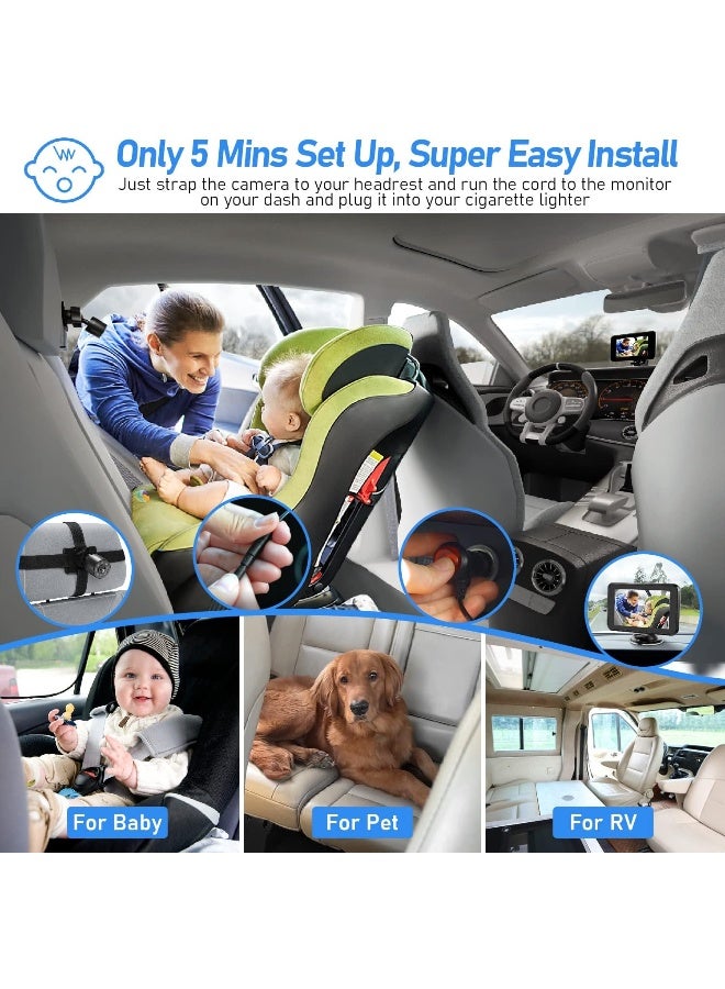 Itomoro Baby Car Camera, 4.3" HD Night Vision Car Baby Monitor with Camera, Safety Seat Baby Car Mirror for Rear Facing 5 Mins Easy Installation ACZ401 - Image 2