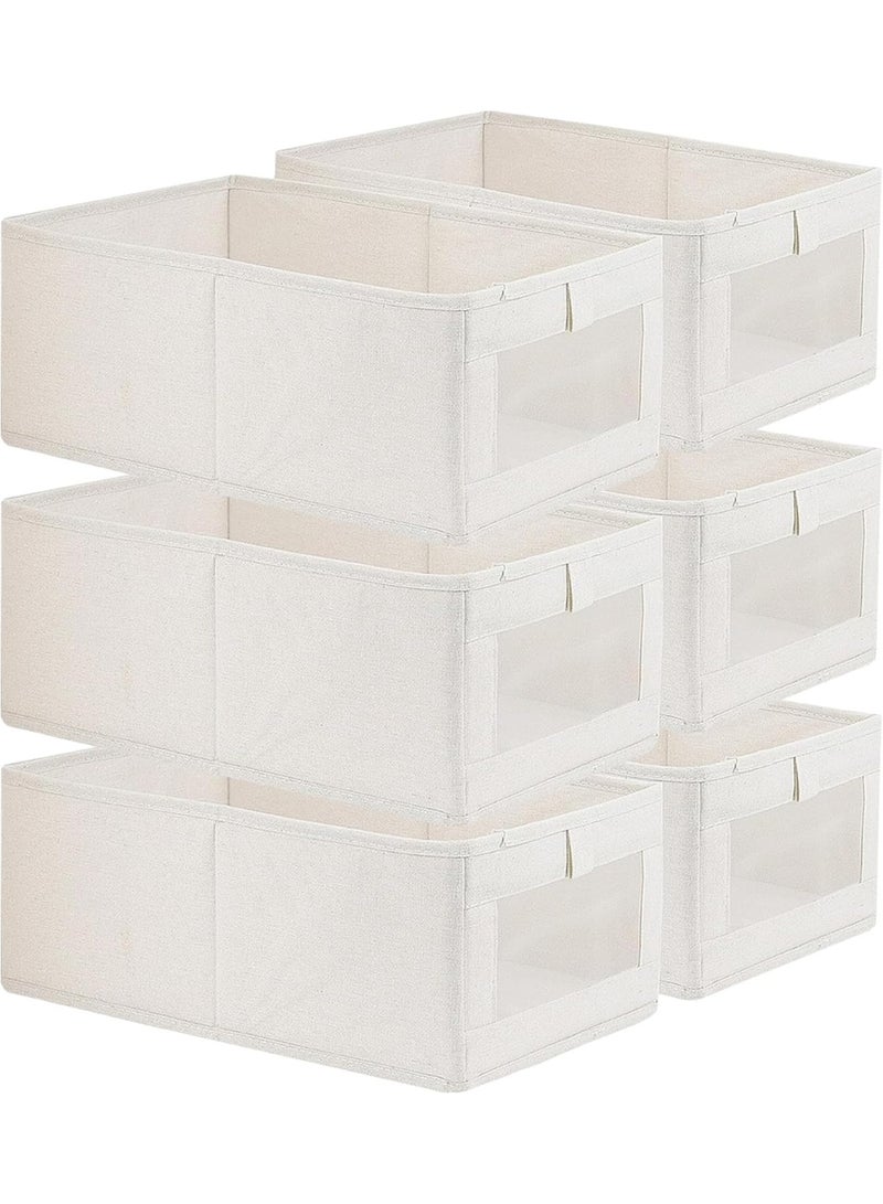 MCENTT 6 Pcs Foldable Closet Jeans Organizers, Transparent Storage Bins for Jeans, T-shirts, Pants, Sweaters, and Household Items, Wardrobe Drawer Storage Solution - Image 1
