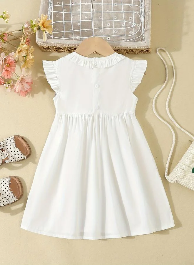 تايك تو Take Two Girls White Smocked Detail Embroidered Dress