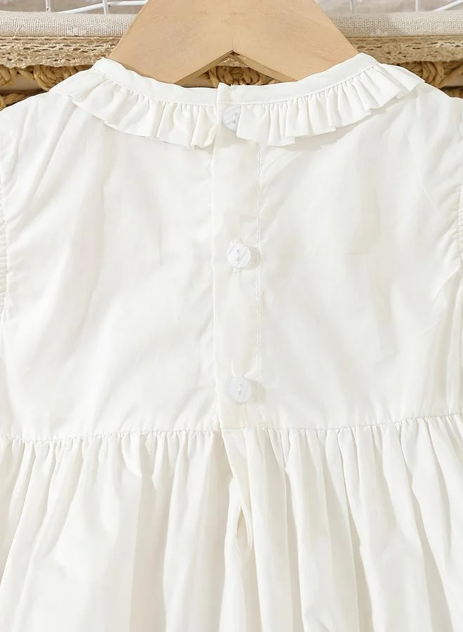تايك تو Take Two Girls White Smocked Detail Embroidered Dress