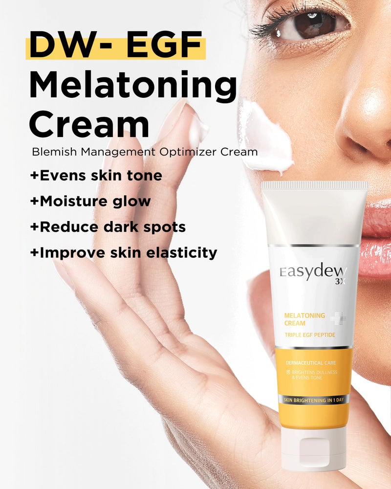 EASYDEW DW-EGF Peptide Melatoning Cream for Radiant Skin and Restores Sun Damaged Skin with Glutathione - Evens Skin Tone, Moisture Glow Skin, 3.6 oz. - Image 2