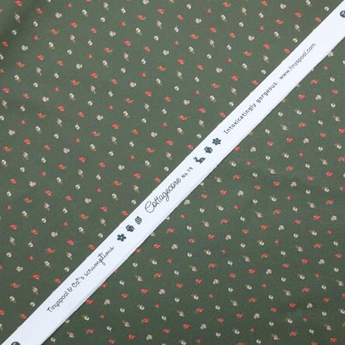 Tinyspool & Co. 100% American Cotton Fabric – 3 Yard Cut Quilting Fabric – Prewashed Preshrunk Yardage for Quilt Backing Borders Binding Sewing Crafts – Cottagecore No.19 – Dark Olive - Image 2
