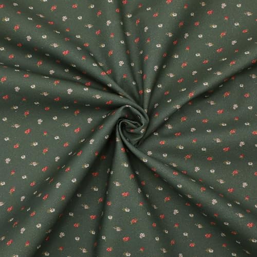 Tinyspool & Co. 100% American Cotton Fabric – 3 Yard Cut Quilting Fabric – Prewashed Preshrunk Yardage for Quilt Backing Borders Binding Sewing Crafts – Cottagecore No.19 – Dark Olive - Image 3