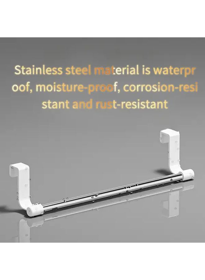 Elegant Silver Stainless Steel Towel Holder No Drill Over Door Mount Bathroom Organizer - Image 4