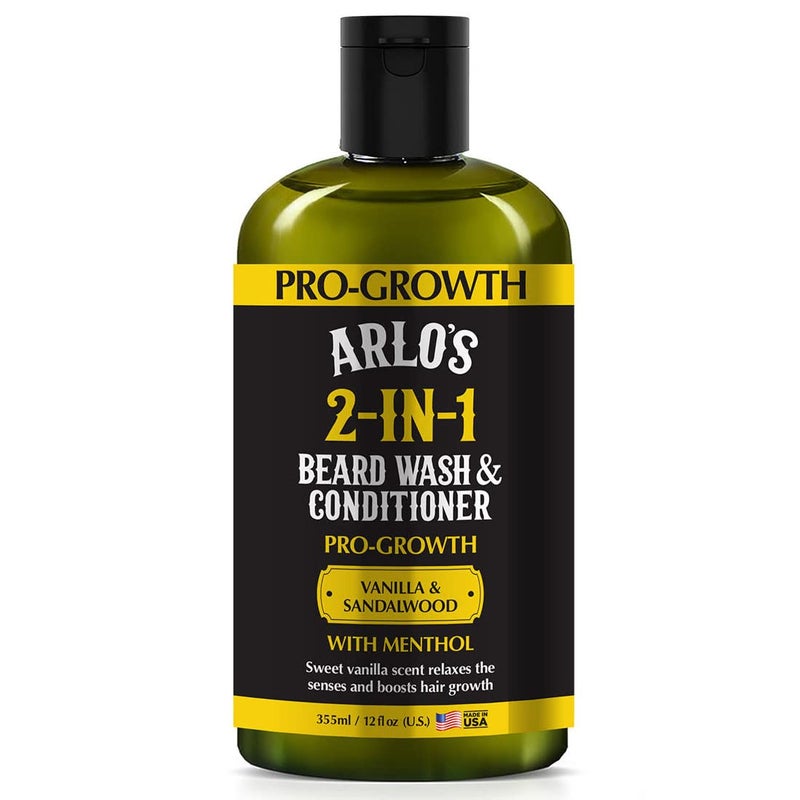 Arlo's Pro-Growth 2-in-1 Beard Wash and Conditioner - Vanilla Sandalwood with Menthol 12 oz - Image 1