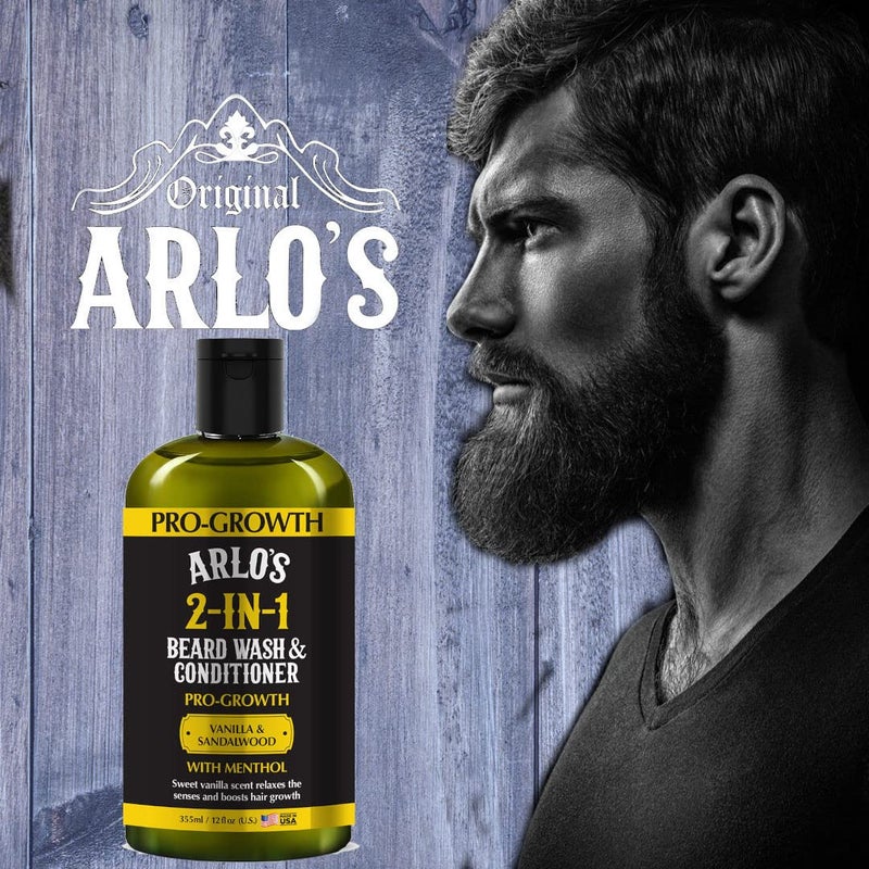 Arlo's Pro-Growth 2-in-1 Beard Wash and Conditioner - Vanilla Sandalwood with Menthol 12 oz - Image 4