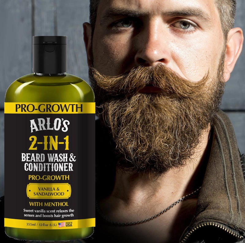Arlo's Pro-Growth 2-in-1 Beard Wash and Conditioner - Vanilla Sandalwood with Menthol 12 oz - Image 3