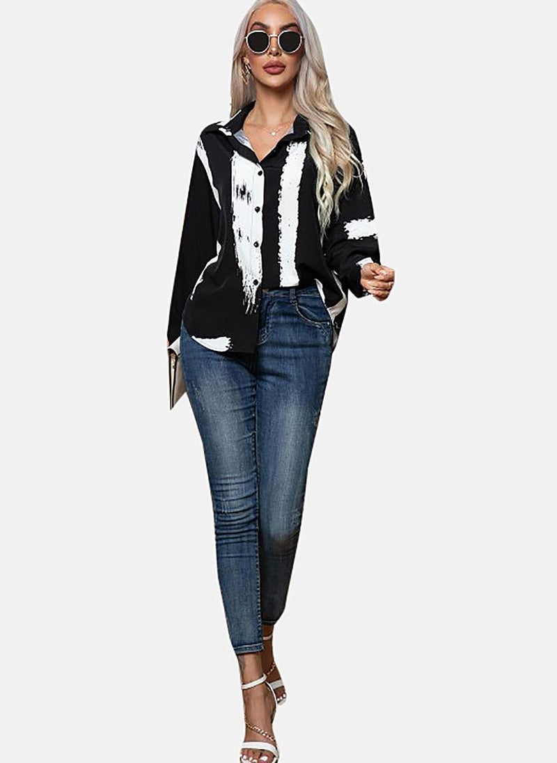 يونيكي قميص أسود مطبوع بقصة ضيقة - Image 5