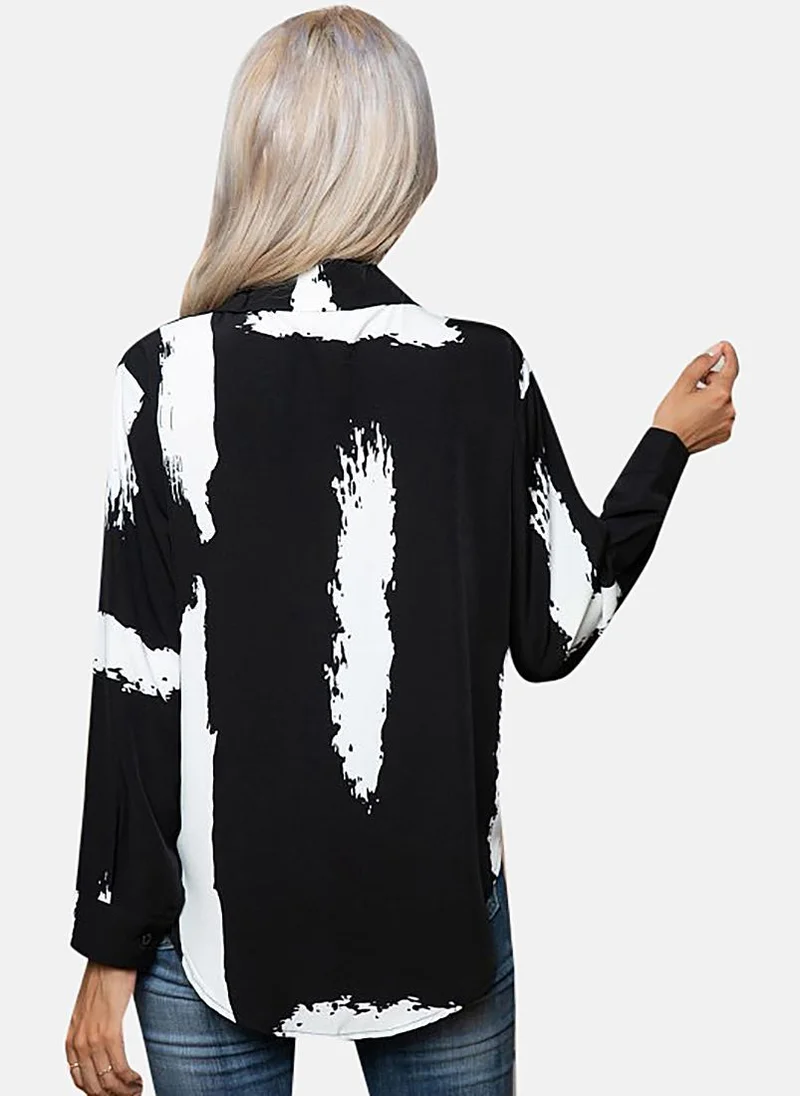 YUNIQEE Black Printed Slim Fit Shirt