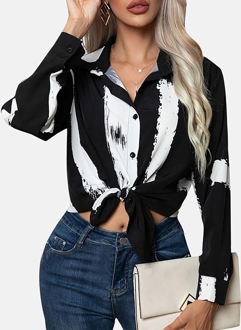 يونيكي قميص أسود مطبوع بقصة ضيقة - Image 2