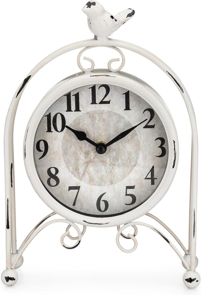 VINTAGE STYLE ANALOG QA METAL BIRD TABLE CLOCK STYLISH AND UNIQUE TIMEKEEPING