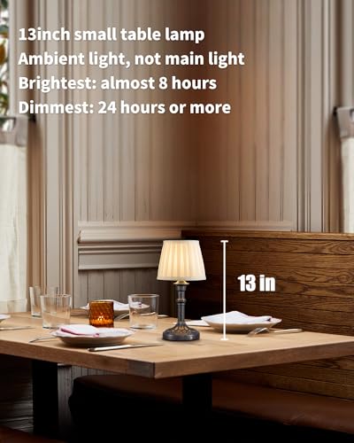 KDG Cordless Portables Table Lamp Set of 2 LED Fabric Shade Small Desk Lamps 4000mAh Battery Powered Lighting 2700K Stepless Dimmable Light for Living Room Dining Room Bedroom Mottled Silver - Image 3