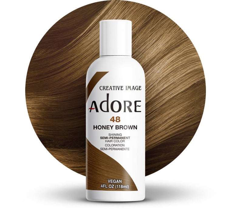 Adore Semi Permanent Hair Color (048 Honey Brown) | Vegan & Cruelty-Free Brown Hair Dye | No Ammonia, No Peroxide, No Alcohol | 4 Fl Oz (Pack of 1) - Image 1