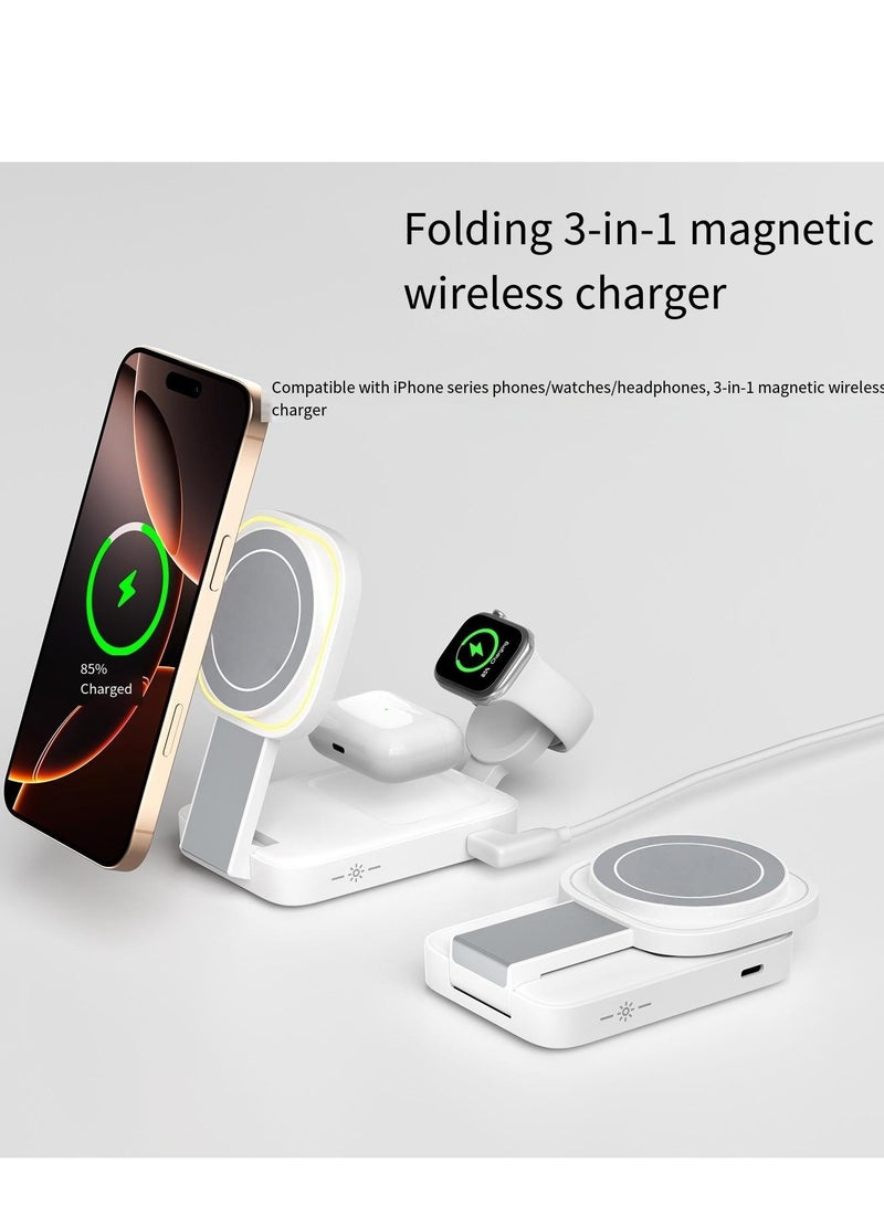 عام Magnetic three in one wireless charger multifunctional wireless charger (gray metal version) - Image 3