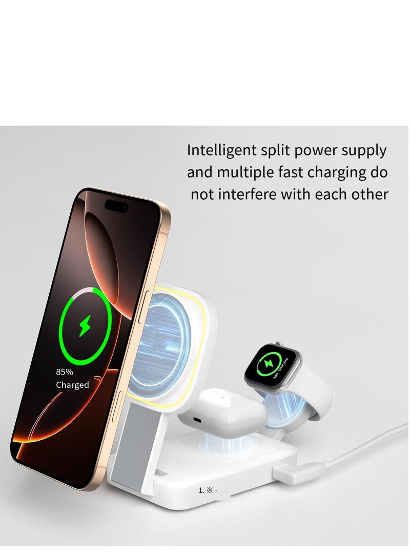 عام Magnetic three in one wireless charger multifunctional wireless charger (gray metal version) - Image 2