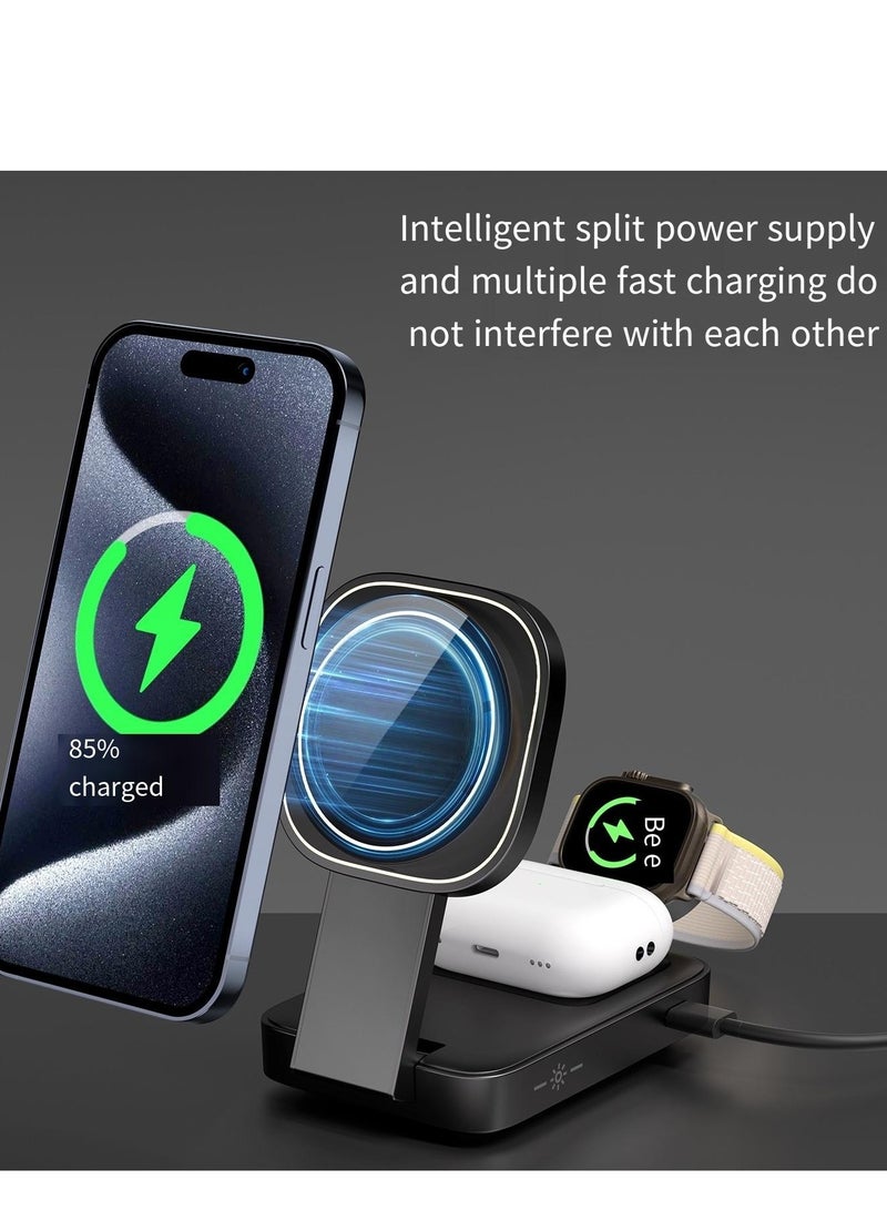 عام Magnetic three in one wireless charger multifunctional wireless charger (gray metal version) - Image 5