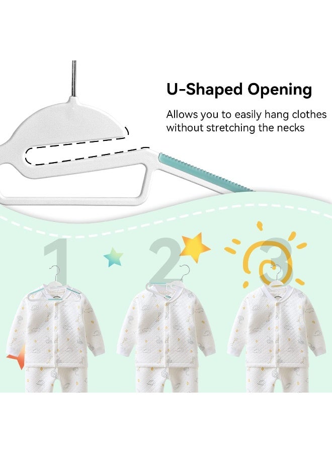 Red Dot Gift Red Dot Gift Non-Slip Kids Hangers, Plastic Hangers, S-Slide 12" (30cm) with 360° Swivel Hook Space Saving for Children Closet (50 Pack, White)  - Image 4