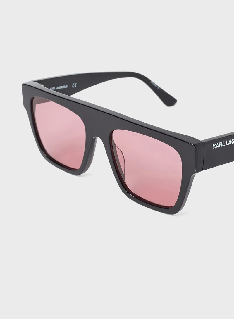 Karl Lagerfeld Full Rim Acetate Modified Rectangle Sunglasses - Lens Size: 52 Mm